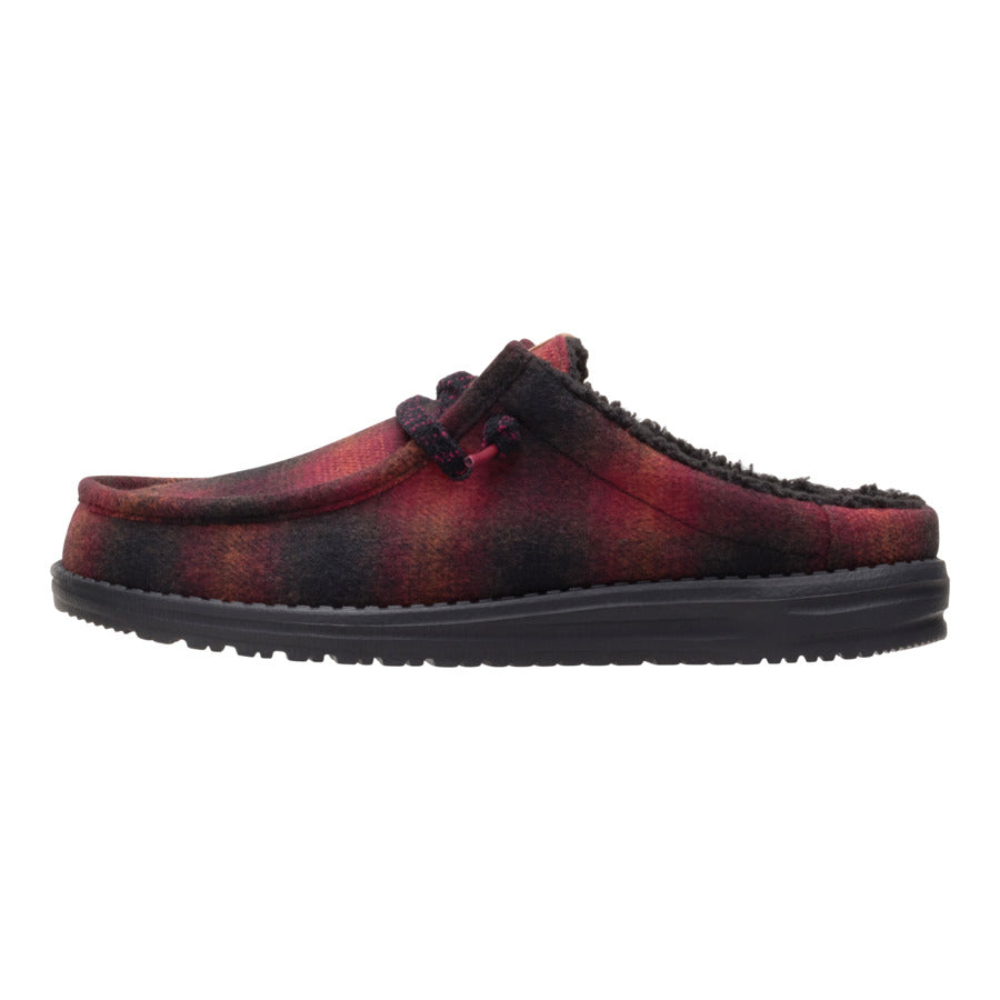 Wally Slip Cozy Plaid – Red Plaid/Black